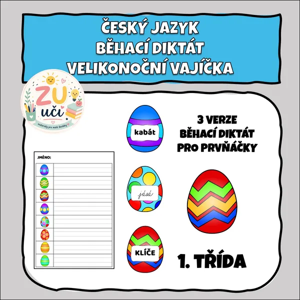 Velikonoční běhací diktát pro prvňáčky 1