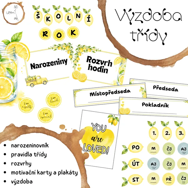 Citrónky - kompletní sada výzdoby třídy a organizace (sada 7 materiálů) 1