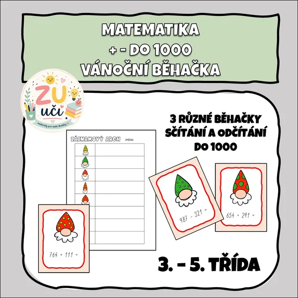 Vánoční běhačka, +- do 1000 se skřítky 1