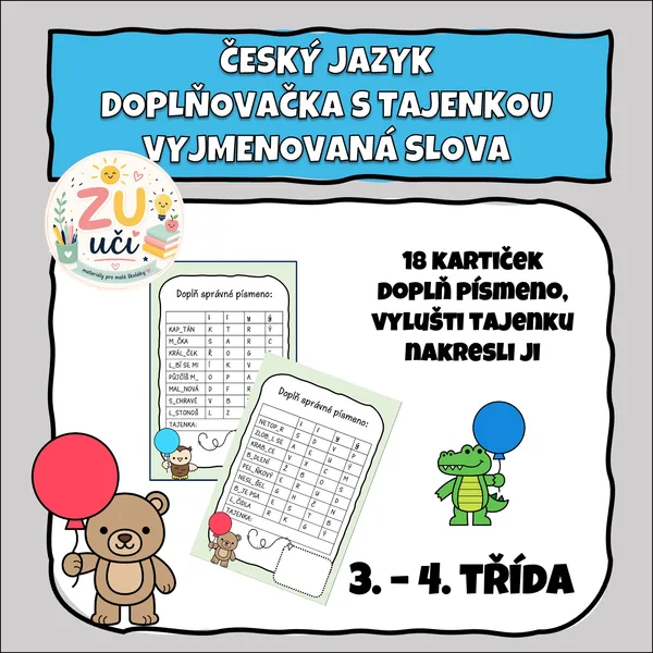 Kartičky s tajenkou - Vyjmenovaná slova 1