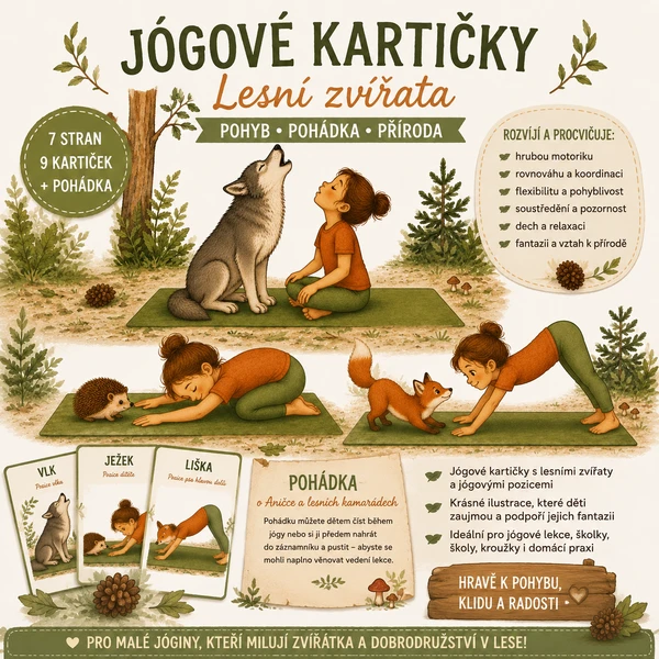 Jógové kartičky na téma lesní zvířátka 1