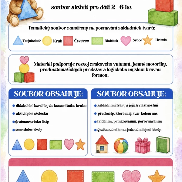 🟨🔺Tvary - soubor aktivit pro děti od 2-6 let  1