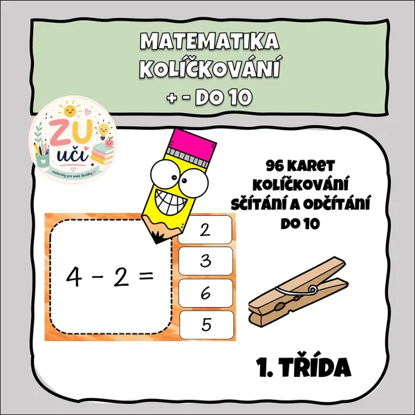Kolíčkování - Sčítání a odčítání do 10 1
