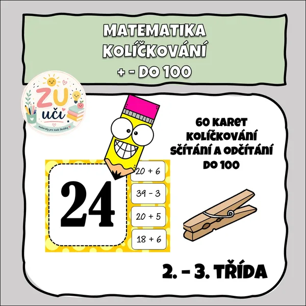 Kolíčkování - Sčítání a odčítání do 100 1