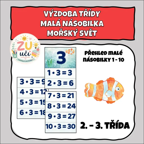 Výzdoba třídy - Malá násobilka - Mořský svět  1
