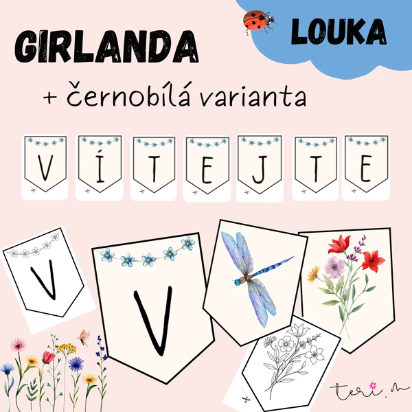 GIRLANDA - téma LOUKA + černobílá verze 1