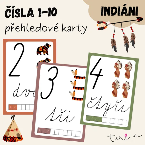 ČÍSLA 1-10 - téma INDIÁNI 1