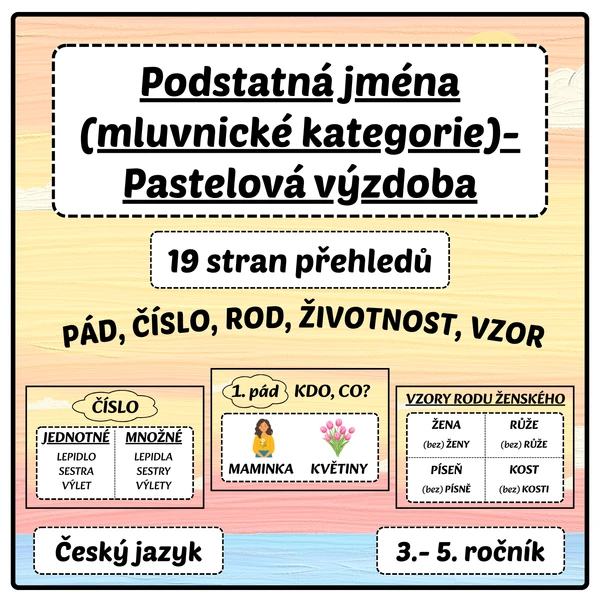 Podstatná jména (mluvnické kategorie) - Pastelová výzdoba 1