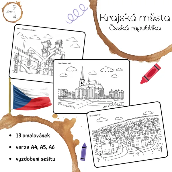 Krajská města - omalovánky 1