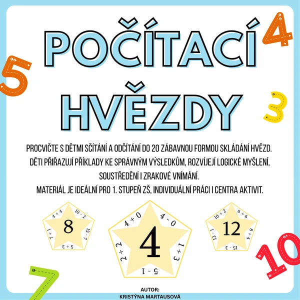 ⭐ Počítací hvězdy – Sčítání a odčítání do 20 ⭐ 1