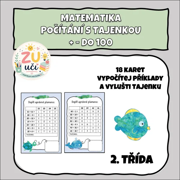 Sčítání a odčítání do 100 s tajenkou 1