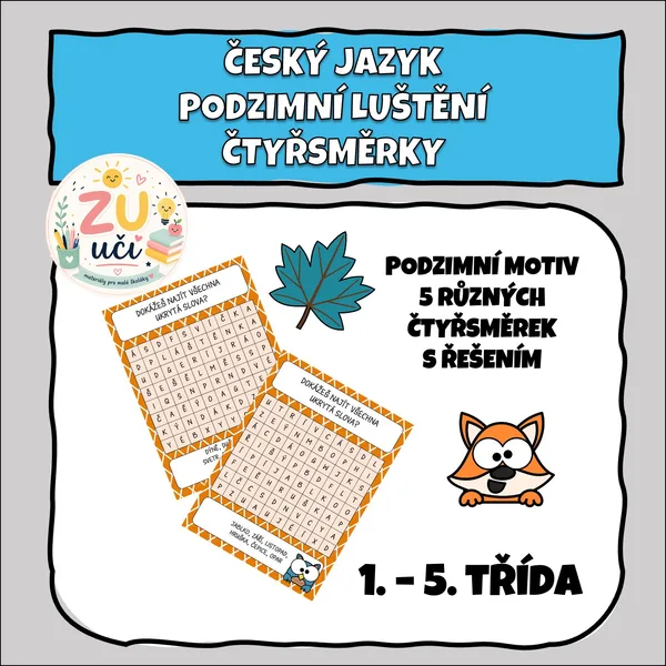 Podzimní čtyřsměrky - Luštění pro všechny děti 1