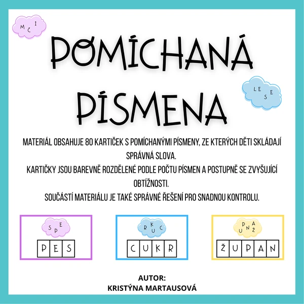 POMÍCHANÁ PÍSMENA – 80 kartiček k luštění slov 🔤🧩 1