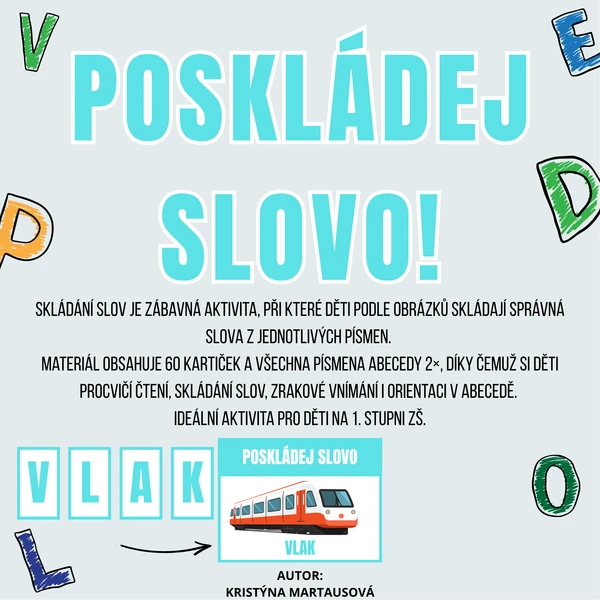 🧩 Skládání slov – Obrázky a písmena 1