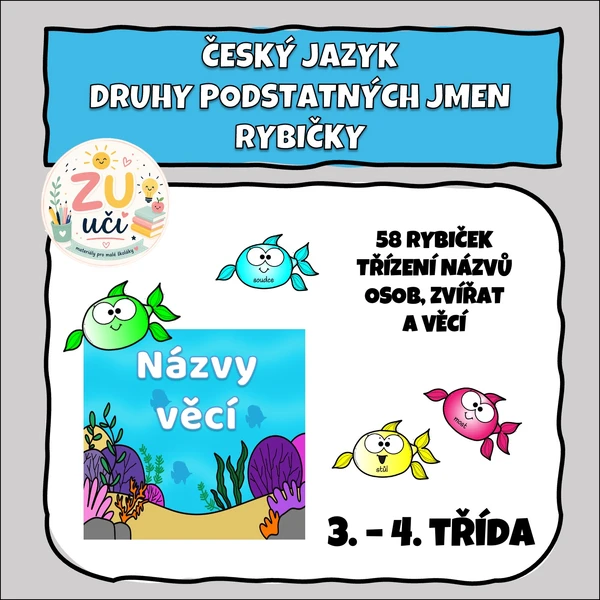 Druhy podstatných jmen - Rybičky v akváriu 1