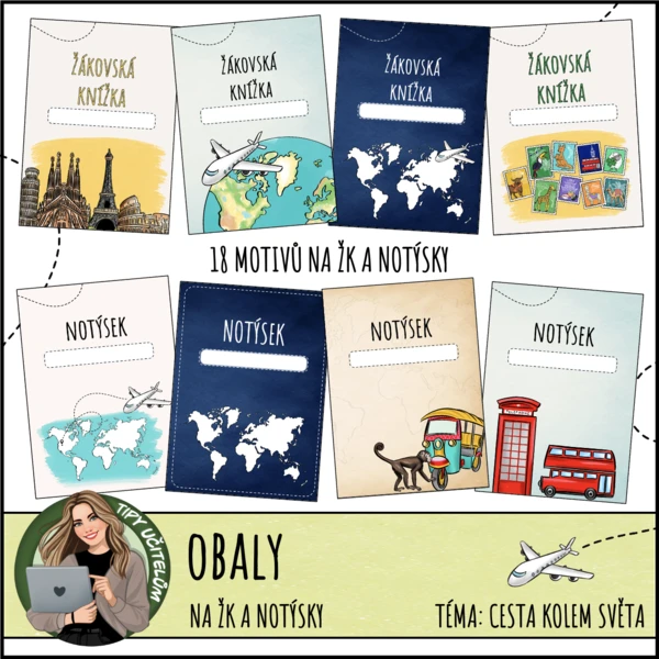 Obaly na ŽK a notýsky - téma cestování 1