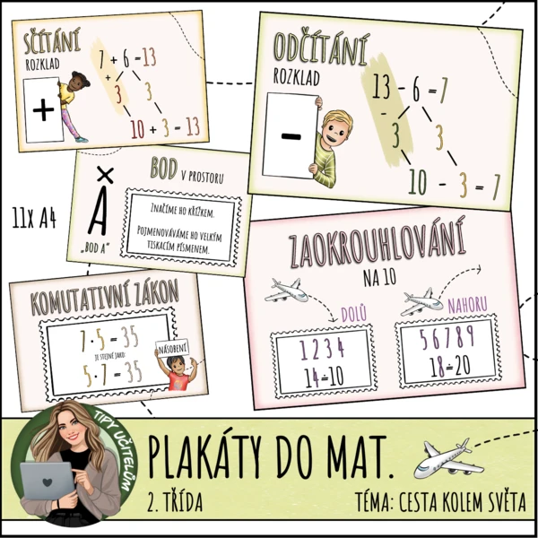 Plakáty do matematiky - 2. třída - téma cestování 1