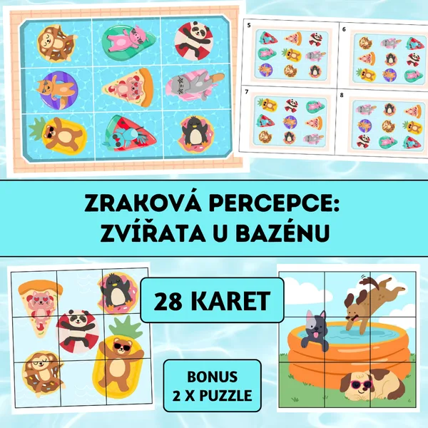 Zraková percepce: Zvířata u bazénu 1