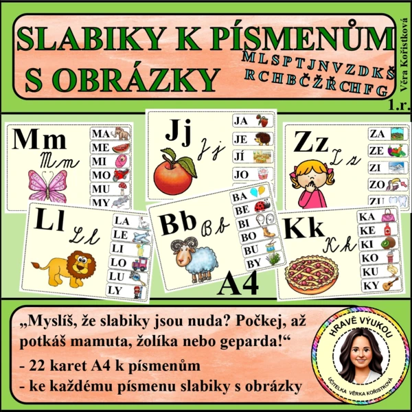 SLABIKY K PÍSMENKŮM S OBRÁZKY – karty A4 1