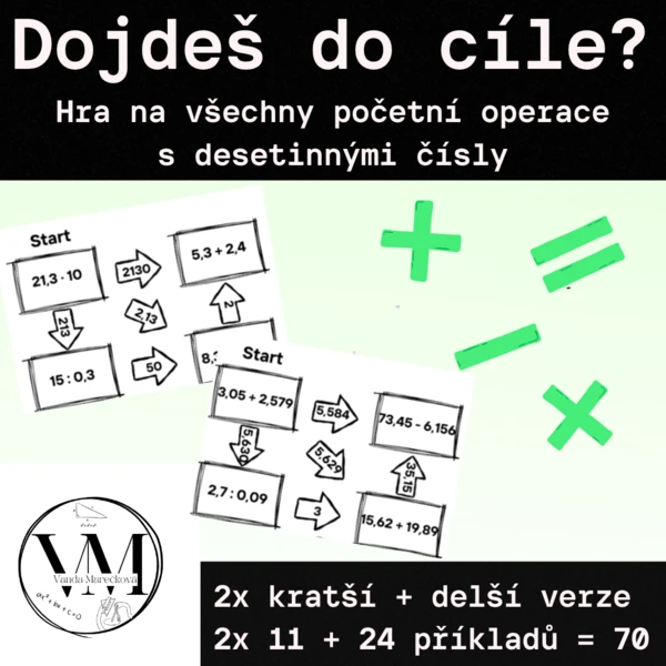 Hra - "Dojdeš do cíle?" - všechny početní operace s desetinnými čísly 1