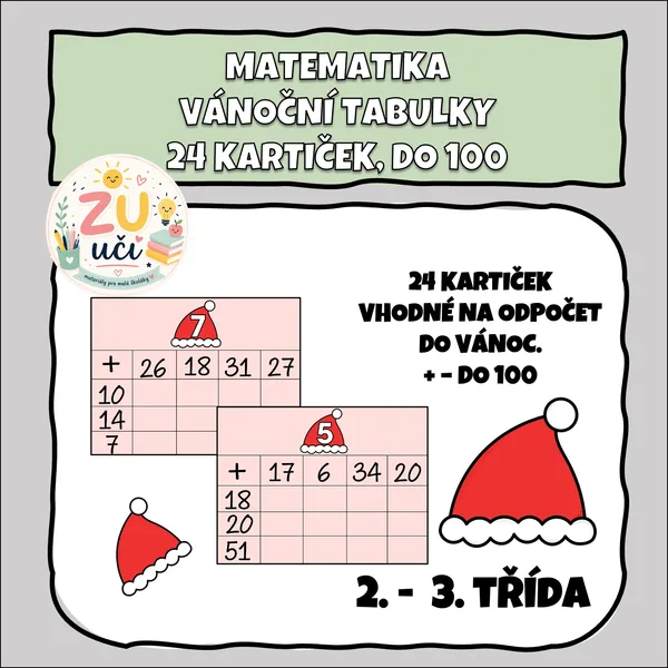 Vánoční sčítání do 100, 24 kartiček 1