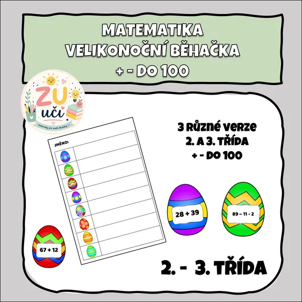 Velikonoční běhačka - Sčítání a odčítání do 100 1