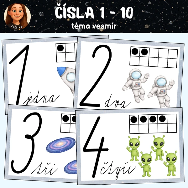 Čísla 1-10 - téma vesmír 1