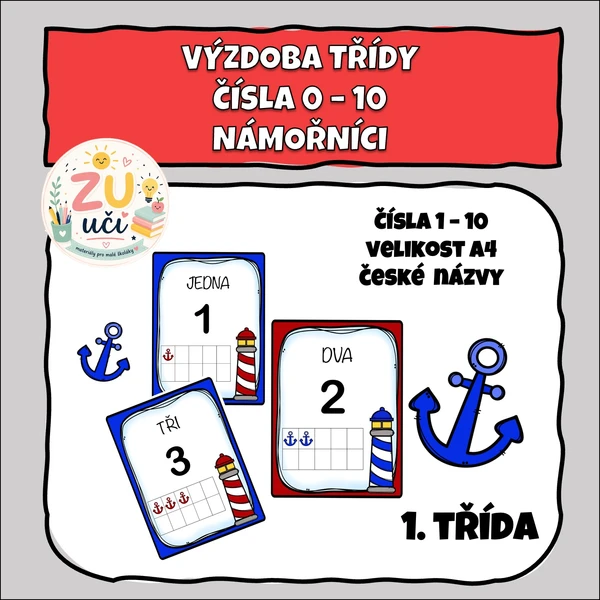 Výzdoba třídy - Čísla 0-10 - Námořníci 1