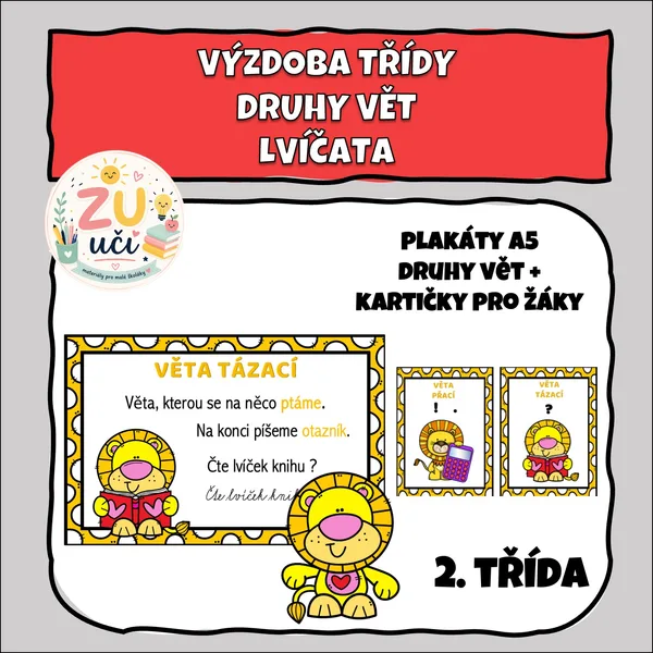 Výzdoba třídy - DRUHY VĚT s motivem lvíčat 1