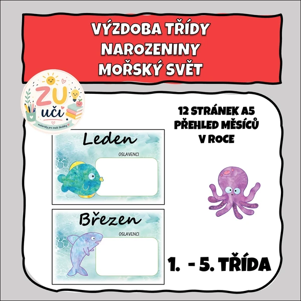 Výzdoba třídy - narozeniny - Mořský svět 1