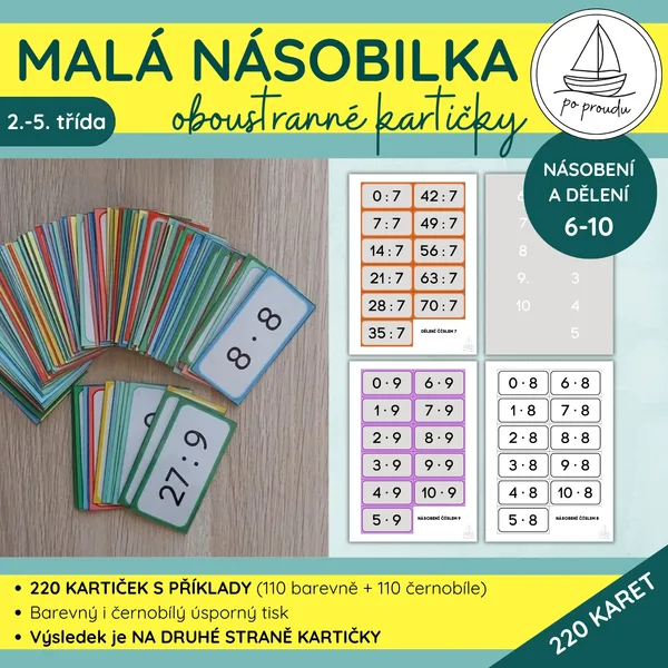 Malá násobilka (6–10) | oboustranné kartičky pro procvičování 1