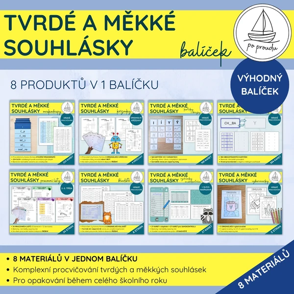 Tvrdé a měkké souhlásky | výhodný balíček 8 materiálů 1