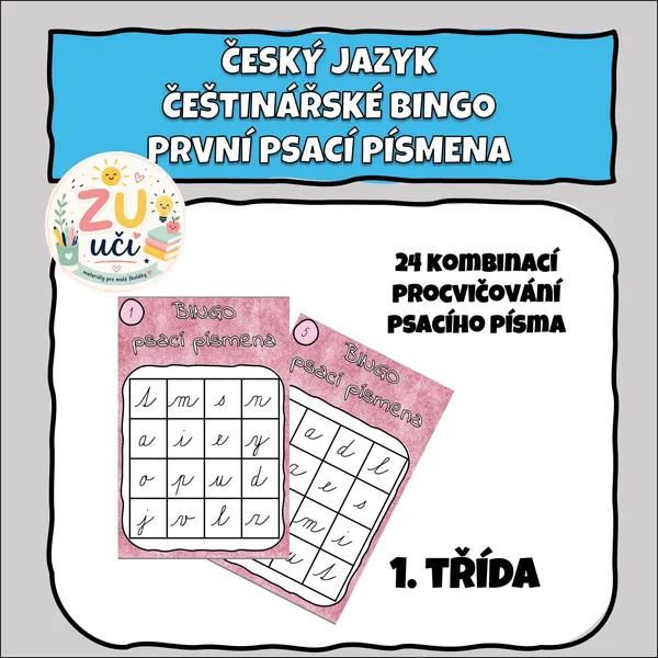 Češtinářské bingo - První psací písmena 1