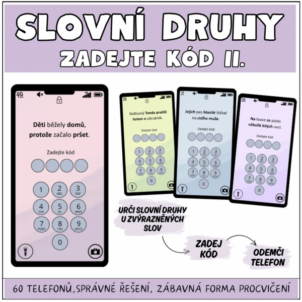 Slovní druhy - Zadejte kód II. 1