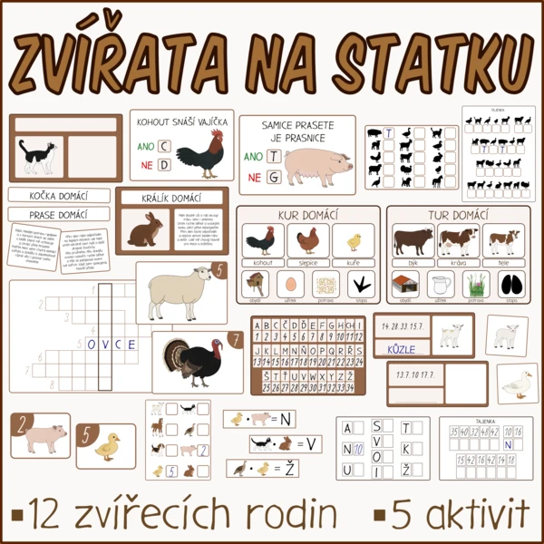 Zvířata na statku - Sada aktivit 1