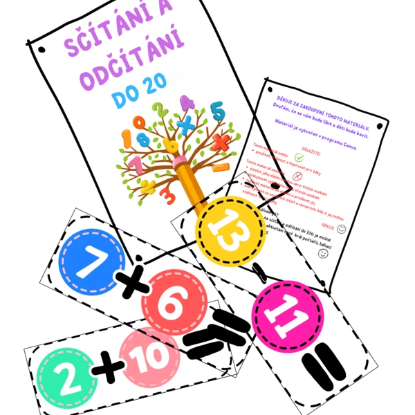Sčítání a odčítání - karty s příklady 1