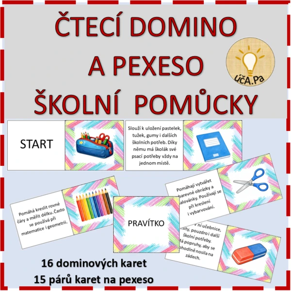 ČTECÍ DOMINO A PEXESO ŠKOLNÍ POMŮCKY 1
