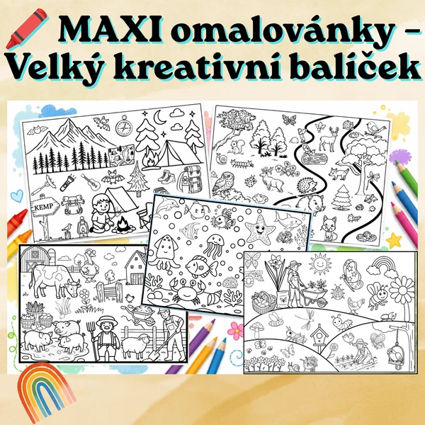 MAXI omalovánky – Velký kreativní balíček (5 témat) 1