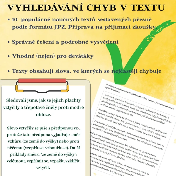 Hledání pravopisných chyb v textu: Příprava nejen na přijímací zkoušky 1