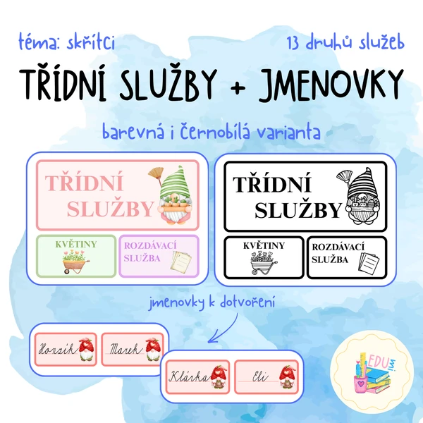 Třídní služby a jmenovky 1