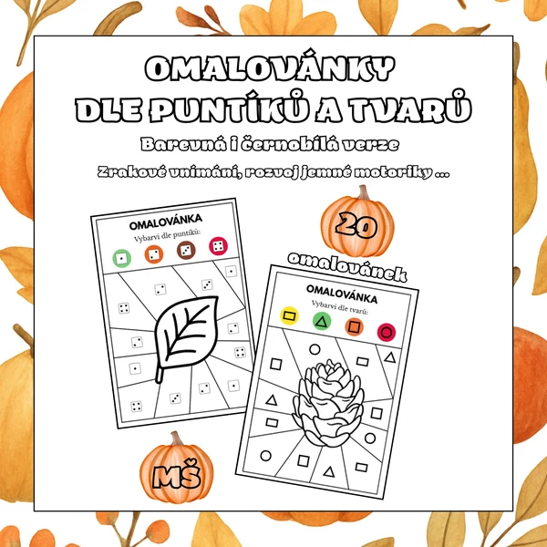 OMALOVÁNKY DLE PUNTÍKŮ A TVARŮ 1