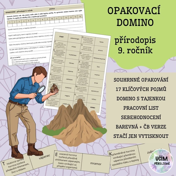 Opakovací domino - přírodopis 9. ročník 1