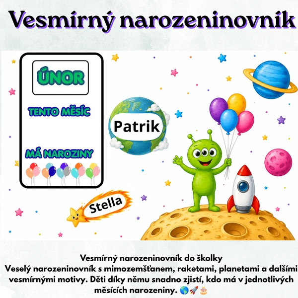 🚀 Vesmírný narozeninovník do školky 1