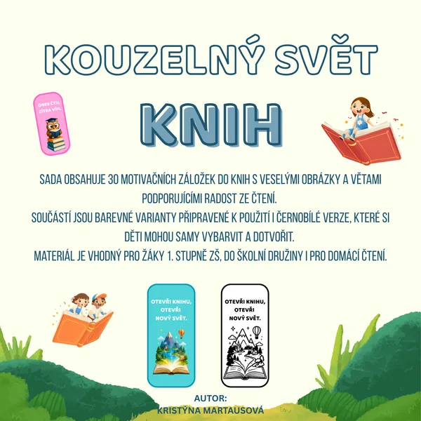 Motivační záložky do knih - 30 barevných i černobílých záložek 1
