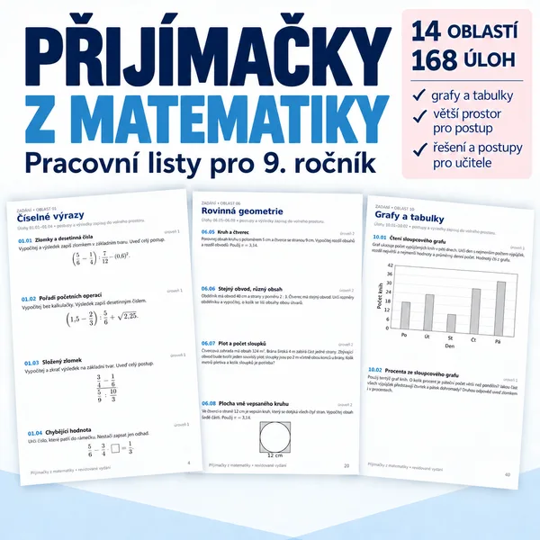 Přijímačky z matematiky pro 9. ročník – 168 úloh s řešením 1