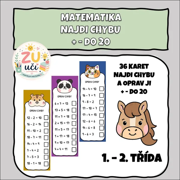 Najdi a oprav chybu - Sčítání a odčítání do 20 1