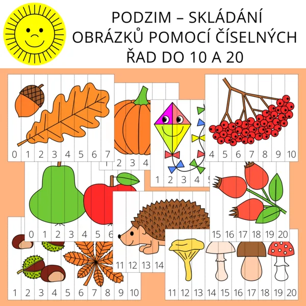 PODZIM – SKLÁDÁNÍ OBRÁZKŮ POMOCÍ ČÍSELNÝCH ŘAD DO 10 A 20 1