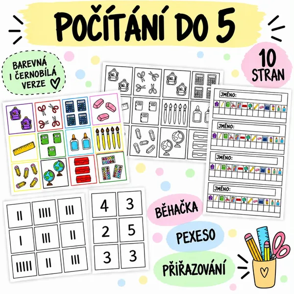 Počítání do 5 - běhačka, pexeso, ... 1