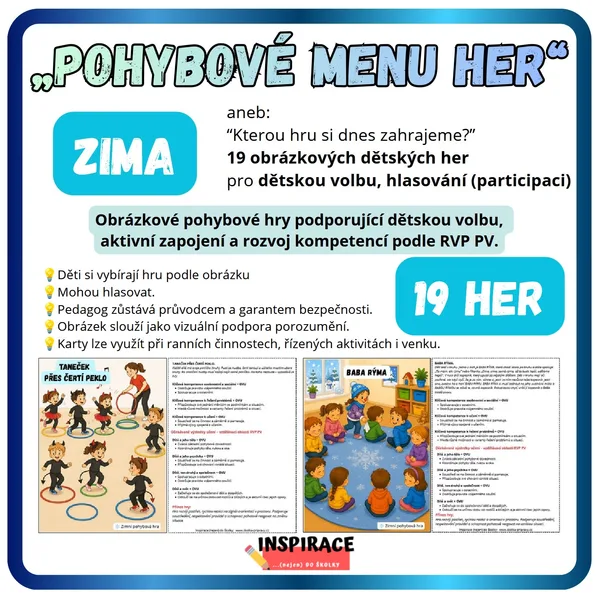 Pohybové menu 19 her v obrázcích - ZIMA 1