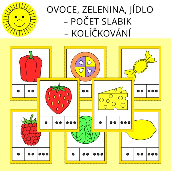 OVOCE, ZELENINA, JÍDLO – POČET SLABIK – KOLÍČKOVÁNÍ 1
